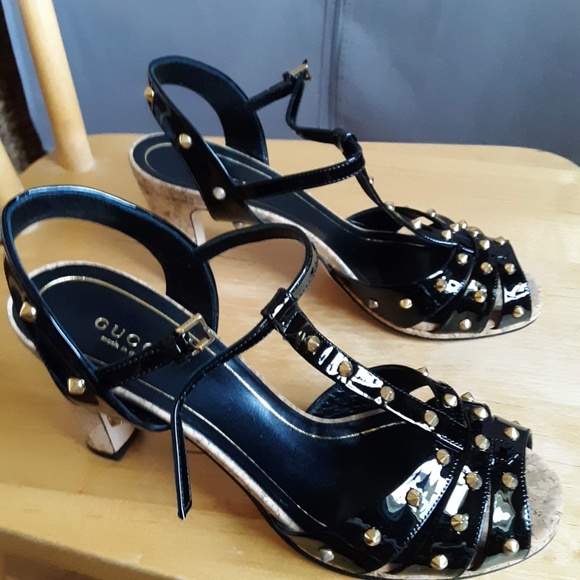 Gucci Studded Patent Leather Heels - Picture 1 of 8
